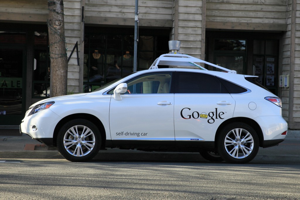 Google Self-Driving Driverless Car, Lexus  RX450h on the streets in Benecia, California