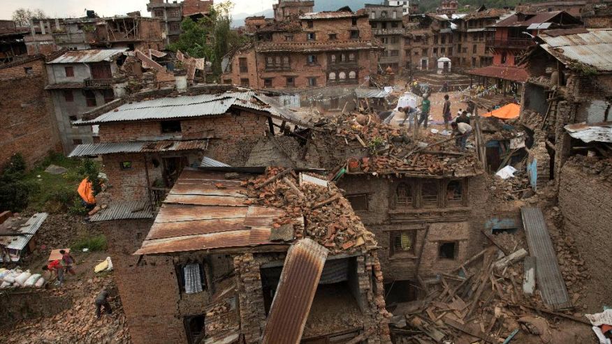 Ruined houses in Nepal disaster