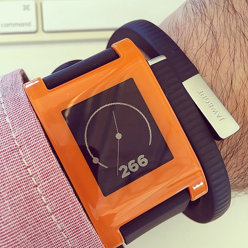 "Previous model of Pebble smart-watch."