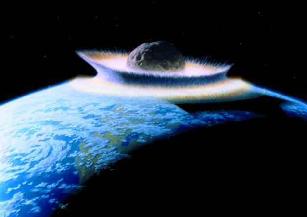Asteroid impacting Earth