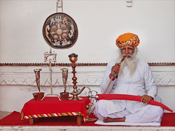 A man smoking hookah