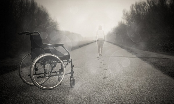A wheelchair on the street