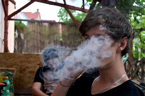 A boy smoking pot