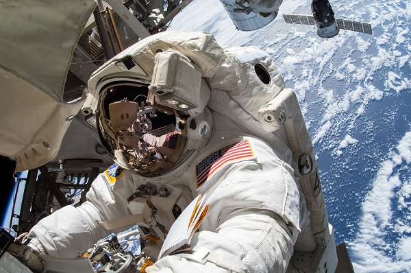 An astronaut outside the ISS