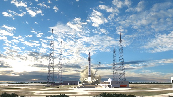 The launching of a Falcon 8 rocket