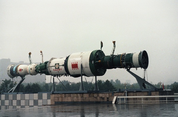 Salyut 7 and two Soyuz capsules