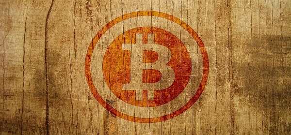 Bitcoin stamp on wood