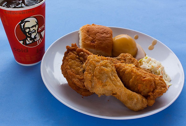 KFC fried chicken on a plate and soda