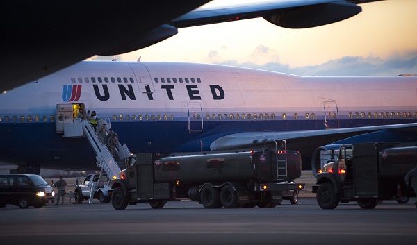 United Airlines plane on tarmac