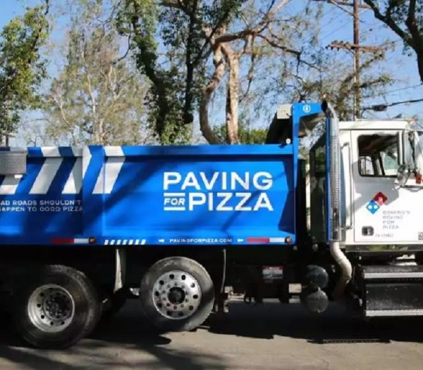 Domino's Pizza Paving For Pizza truck