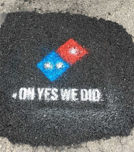 Pothole filled by Domino's Pizza